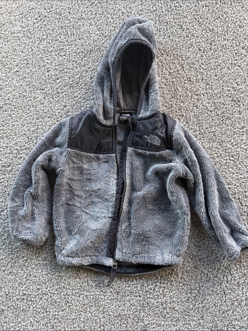 The North Face Gray Plush Hooded Fleece Jacket, size 18-24 months